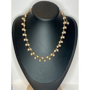 Roberta Chiarella Gold Tone Faux Pearl Drop Fringe Necklace 19" Bridal Wedding